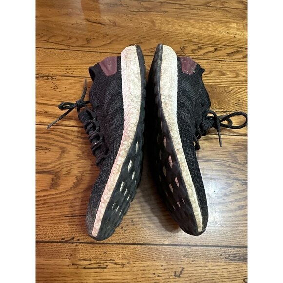 ADIDAS PureBoost Core Black/burgundy Men's Running Shoes Sz 11 - Picture 8 of 9